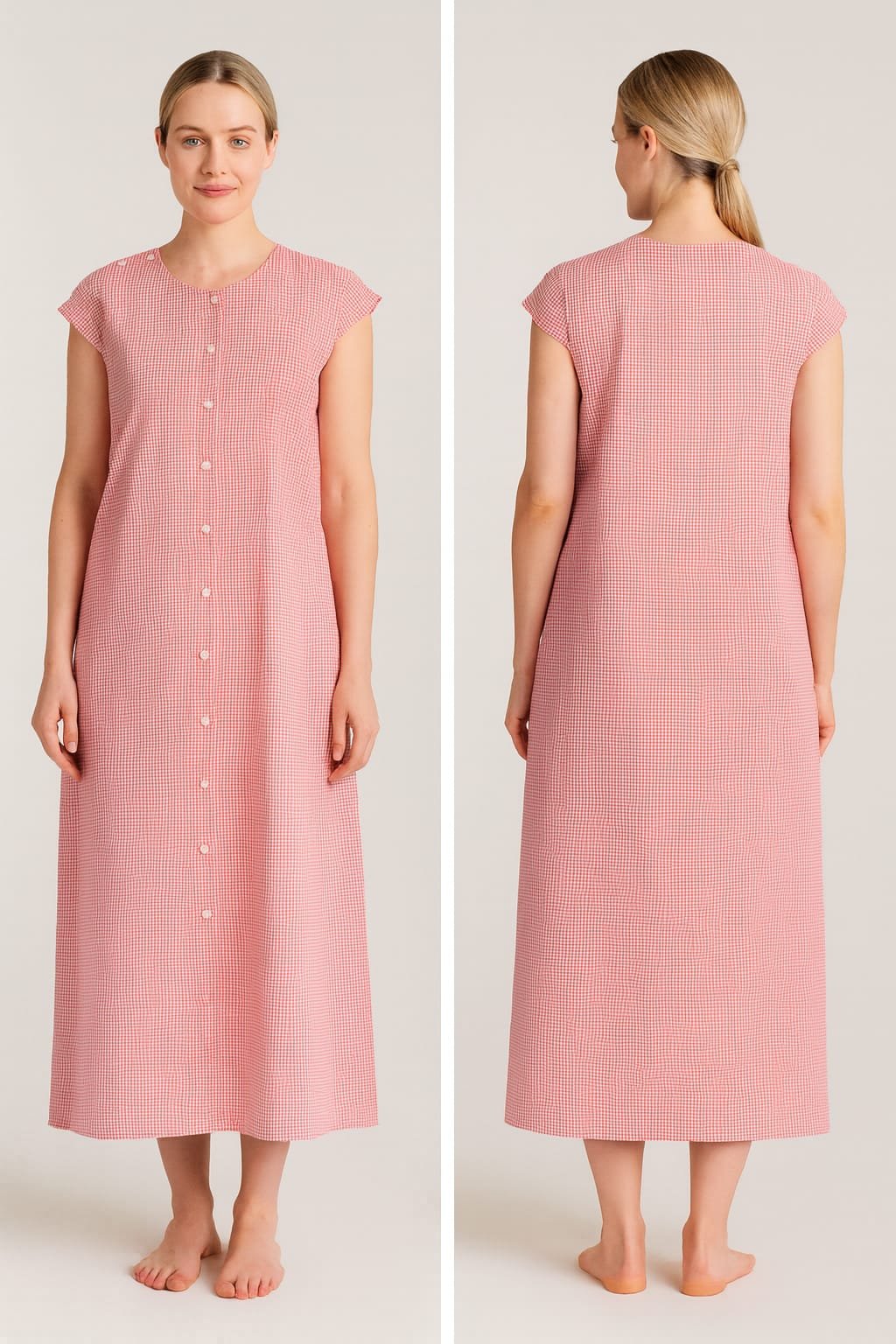 Female Patient dress | Round Neck Front and shoulder button | Hospital Wear|